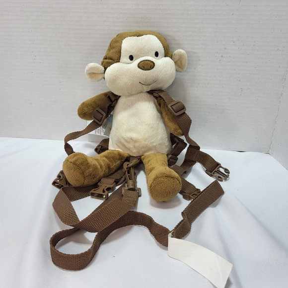 Gold Bug Brown Monkey Plush Stuffed Animal Pouch Bag Safety Child Harness - Picture 1 of 8